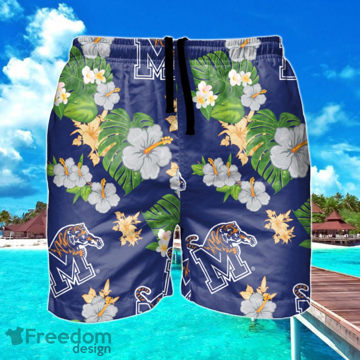 Memphis Tigers NCAA Floral Hawaiian Shorts For Summer Beach Product Photo 1