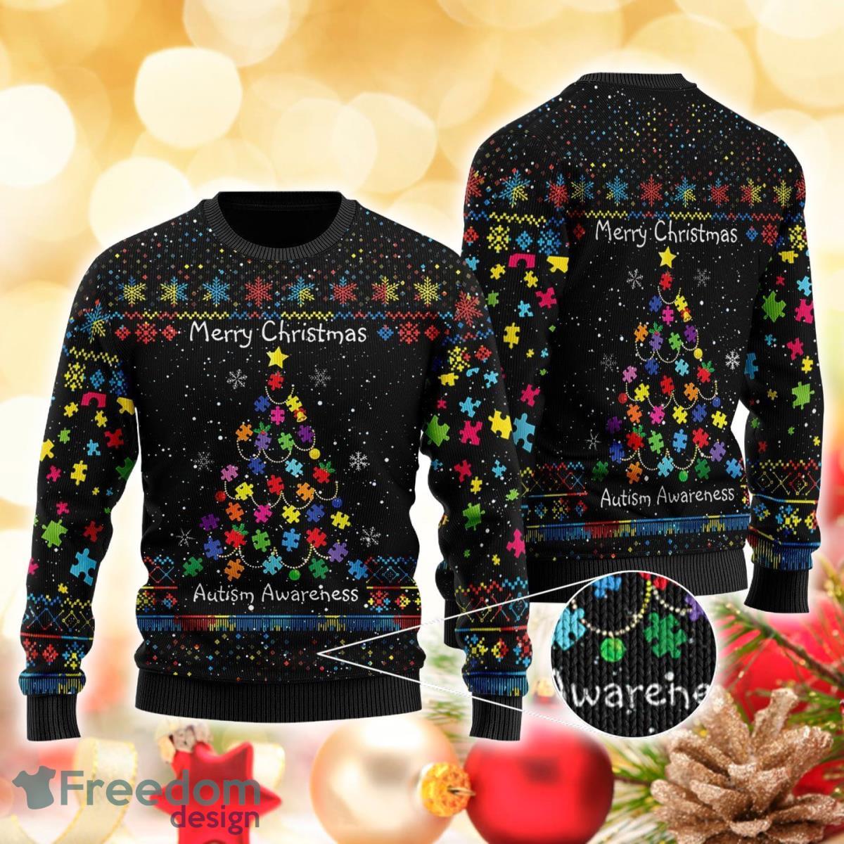 Merry Christmas Autism Awareness 3D Sweater Ugly Christmas Sweater For Men Women Product Photo 1