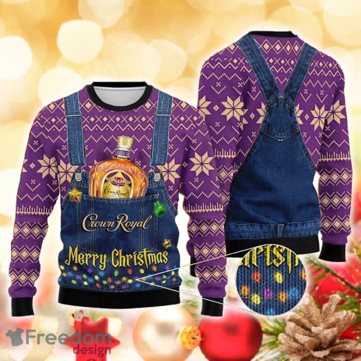 Merry Christmas Crown Royal 3D Sweater Ugly Christmas Sweater For Men Women Product Photo 1