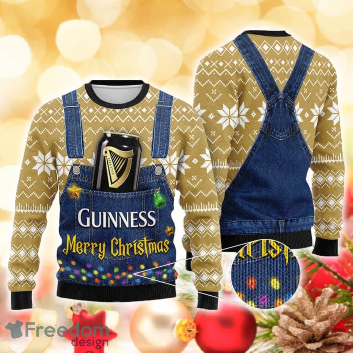 Merry Christmas Guinness 3D Sweater Ugly Christmas Sweater For Men Women Product Photo 1