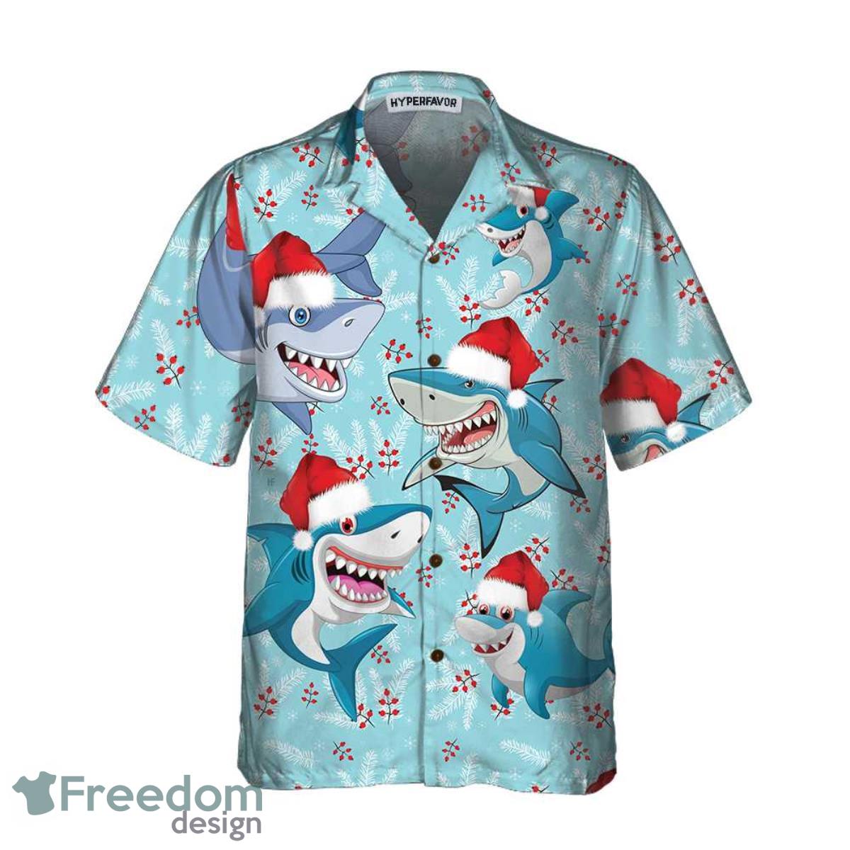 Merry Christmas Shark Santa Hat Christmas Hawaiian Shirt Best Gift For Men And Women Product Photo 2