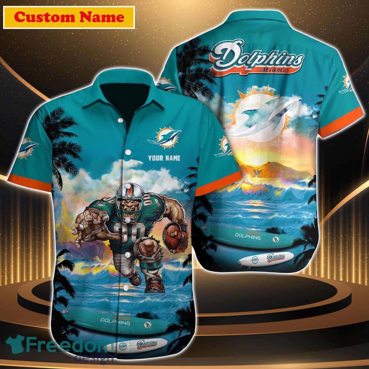 Miami Dolphins NFL Football Custom Name Hawaiian Shirt For Men And