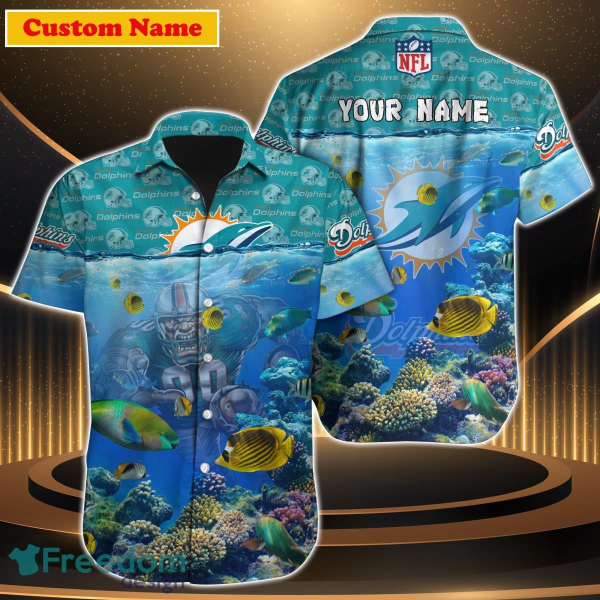 Miami Dolphins NFL Custom Name Hawaiian Shirt Style Gift For Men