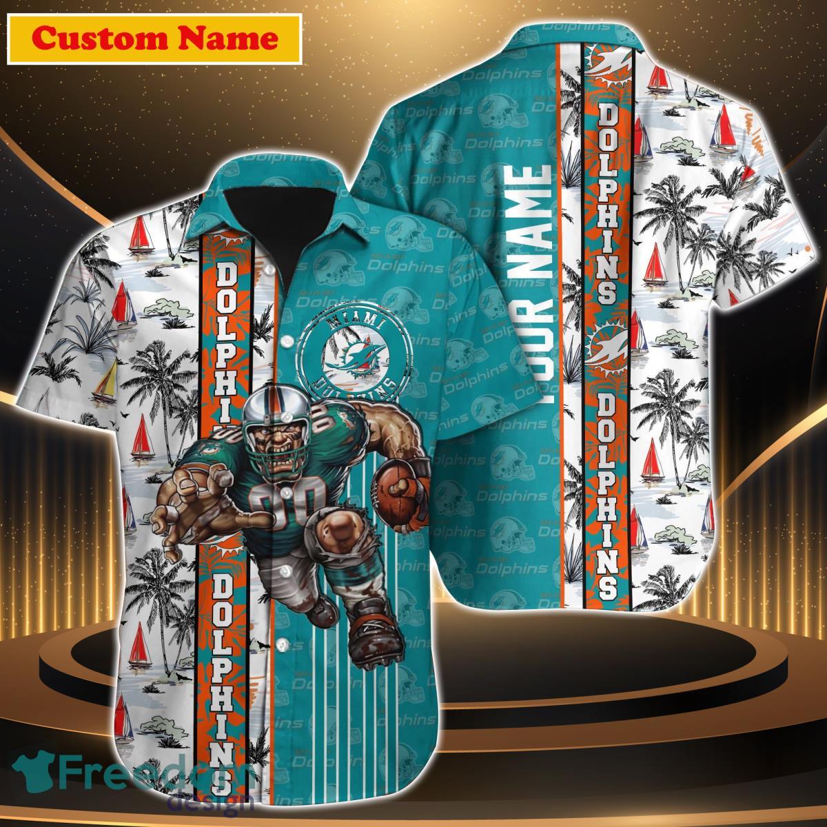 Miami Dolphins NFL Custom Name Hawaiian Shirt Style Gift For Men