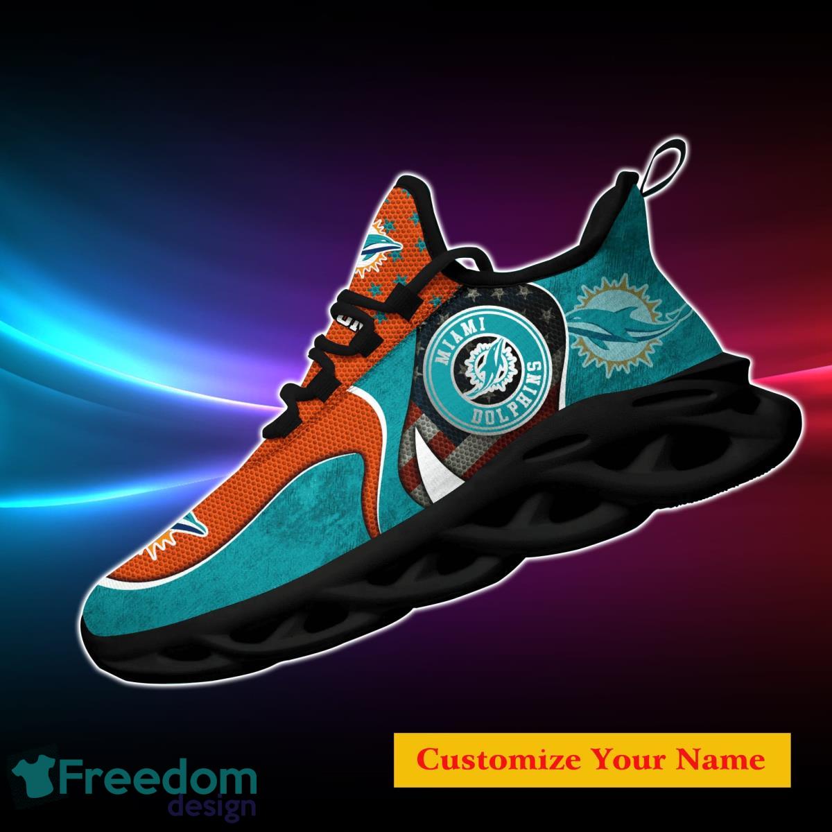 Miami Dolphins NFL Clunky Sneakers Custom Name Sport Max Soul Shoes For Fan