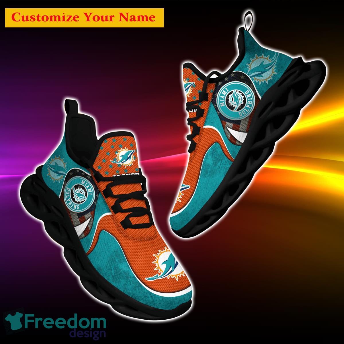 Miami Dolphins NFL Custom Name Unique Max Soul Shoes Gift For Fans