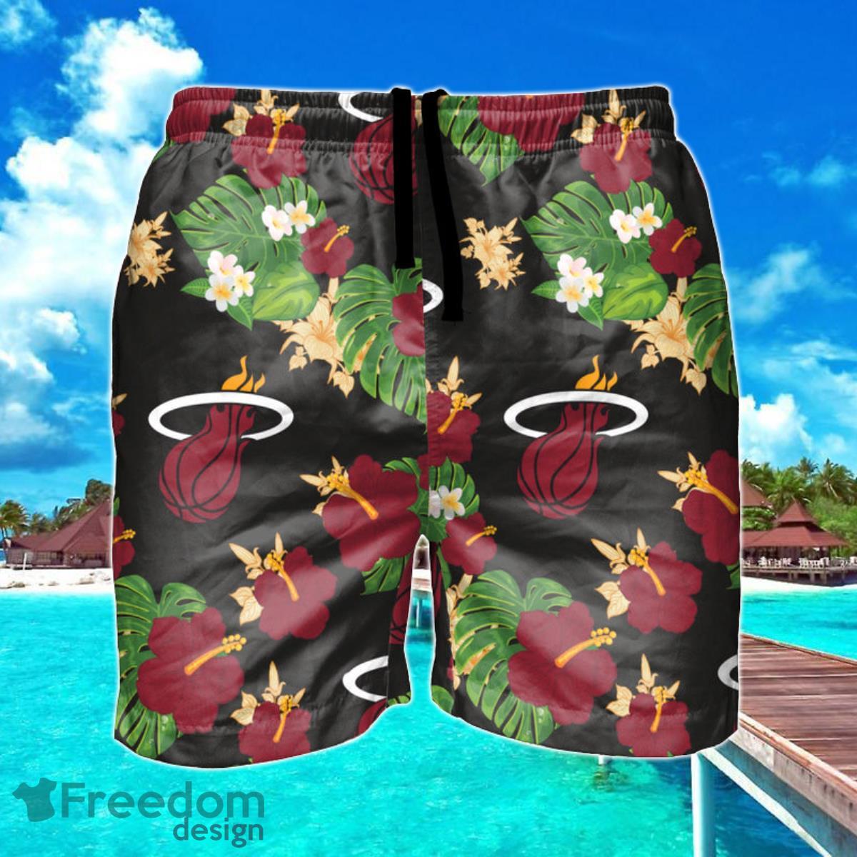 Miami Heat NBA Floral Hawaiian Shorts For Summer Beach Product Photo 1