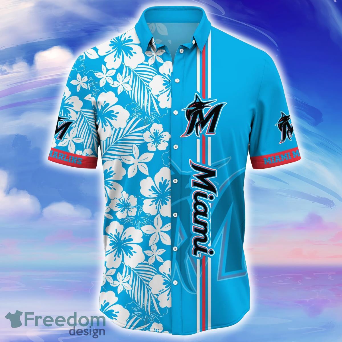 Miami Marlins MLB Tropical Flower Pattern Hawaiian Shirt