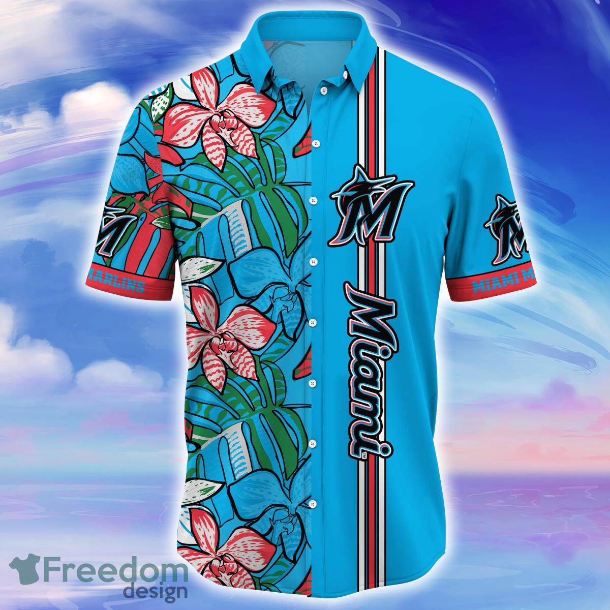 Miami Marlins MLB Tropical Flower Pattern Hawaiian Shirt