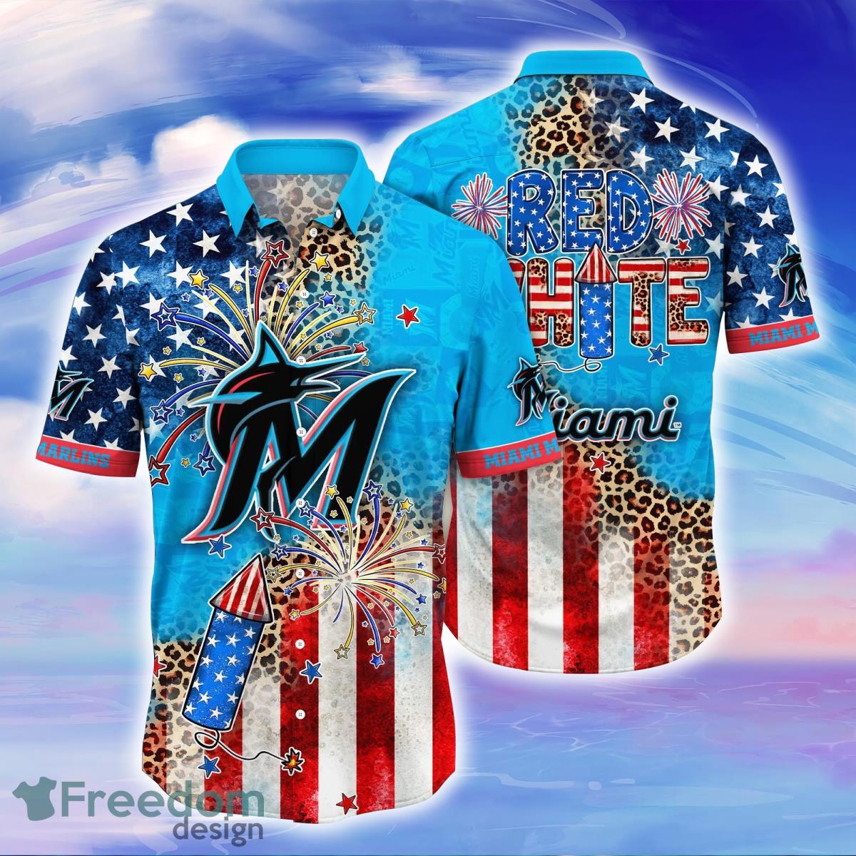 Miami Marlins MLB Hawaiian Shirt Independence Day Shirt For Fans -  Freedomdesign