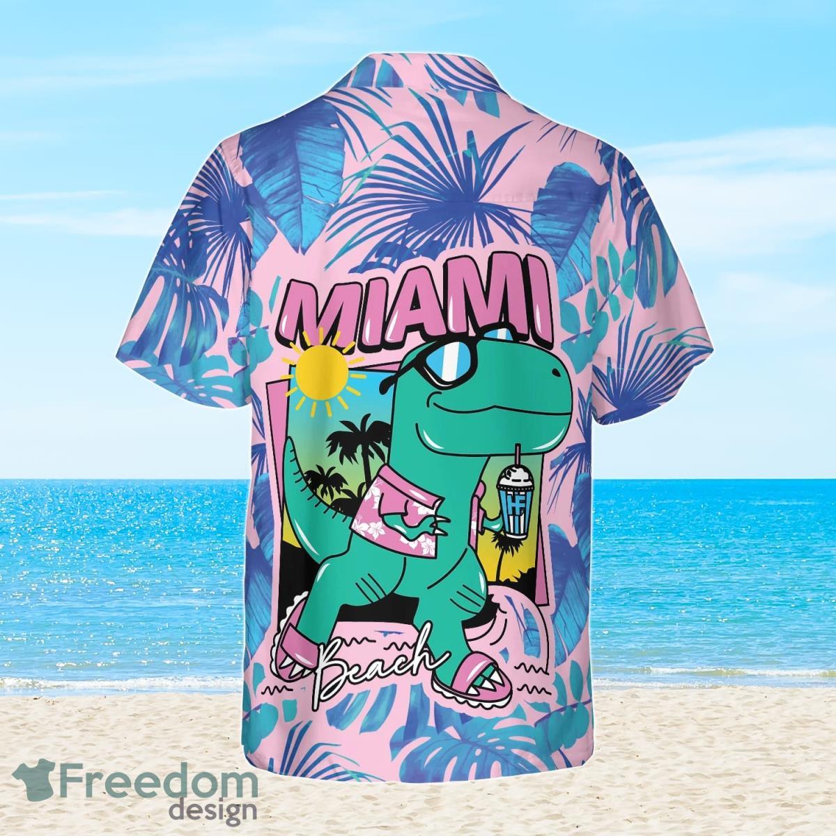 Miami South Beach Cool T- Rex Dinosaur Hawaiian Shirt Best Gift For Men And Women Product Photo 1