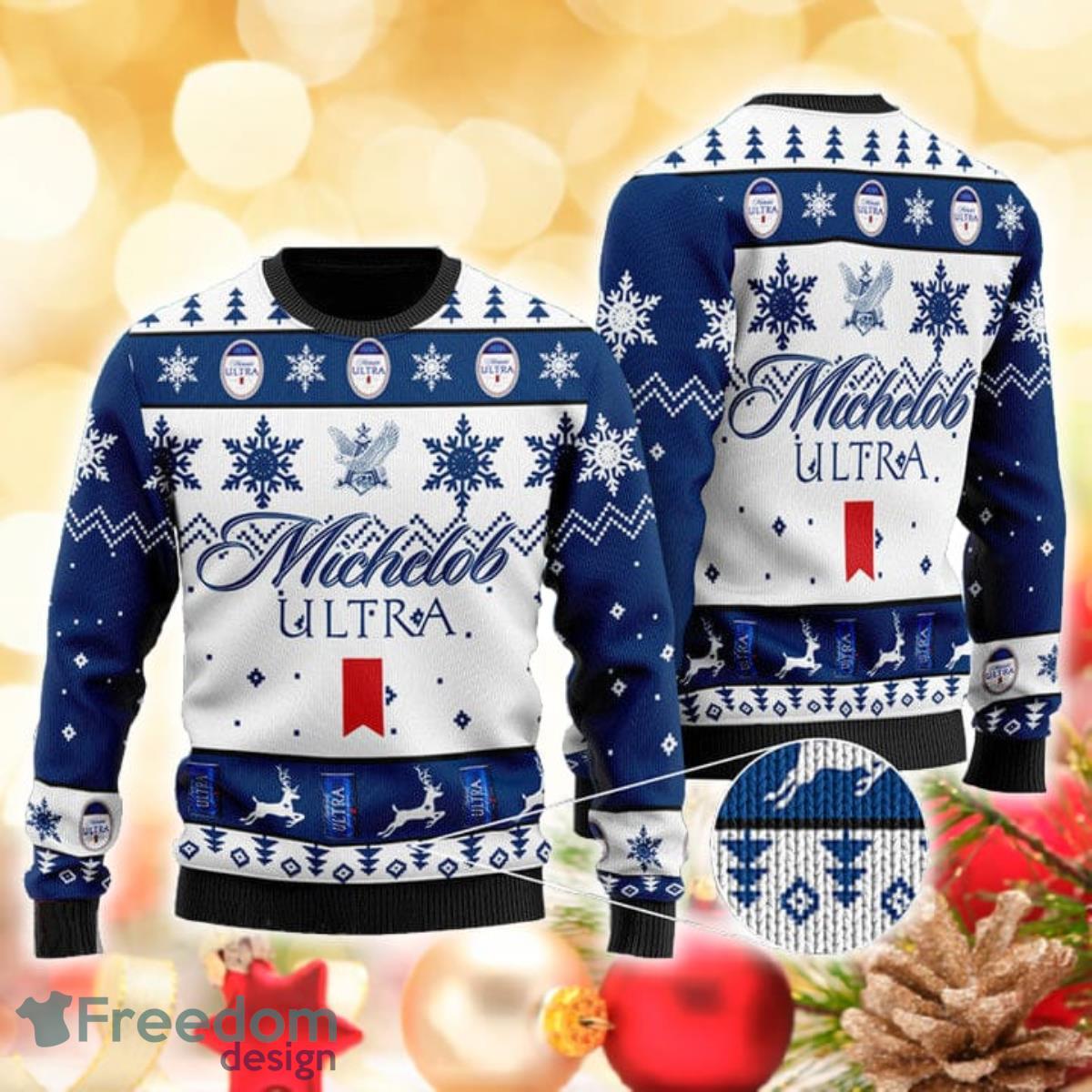 Michelob Ultra 3D Sweater Ugly Christmas Sweater For Men Women Product Photo 1