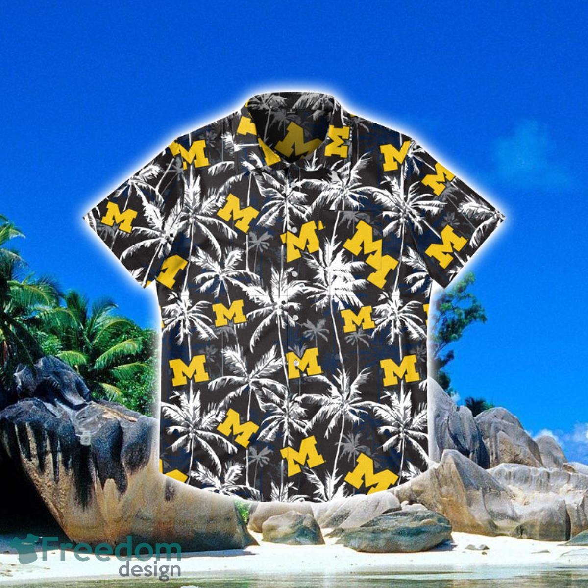 Michigan Wolverines NCAA Black Floral Hawaiian Shirt Special Gift For Fans Product Photo 1