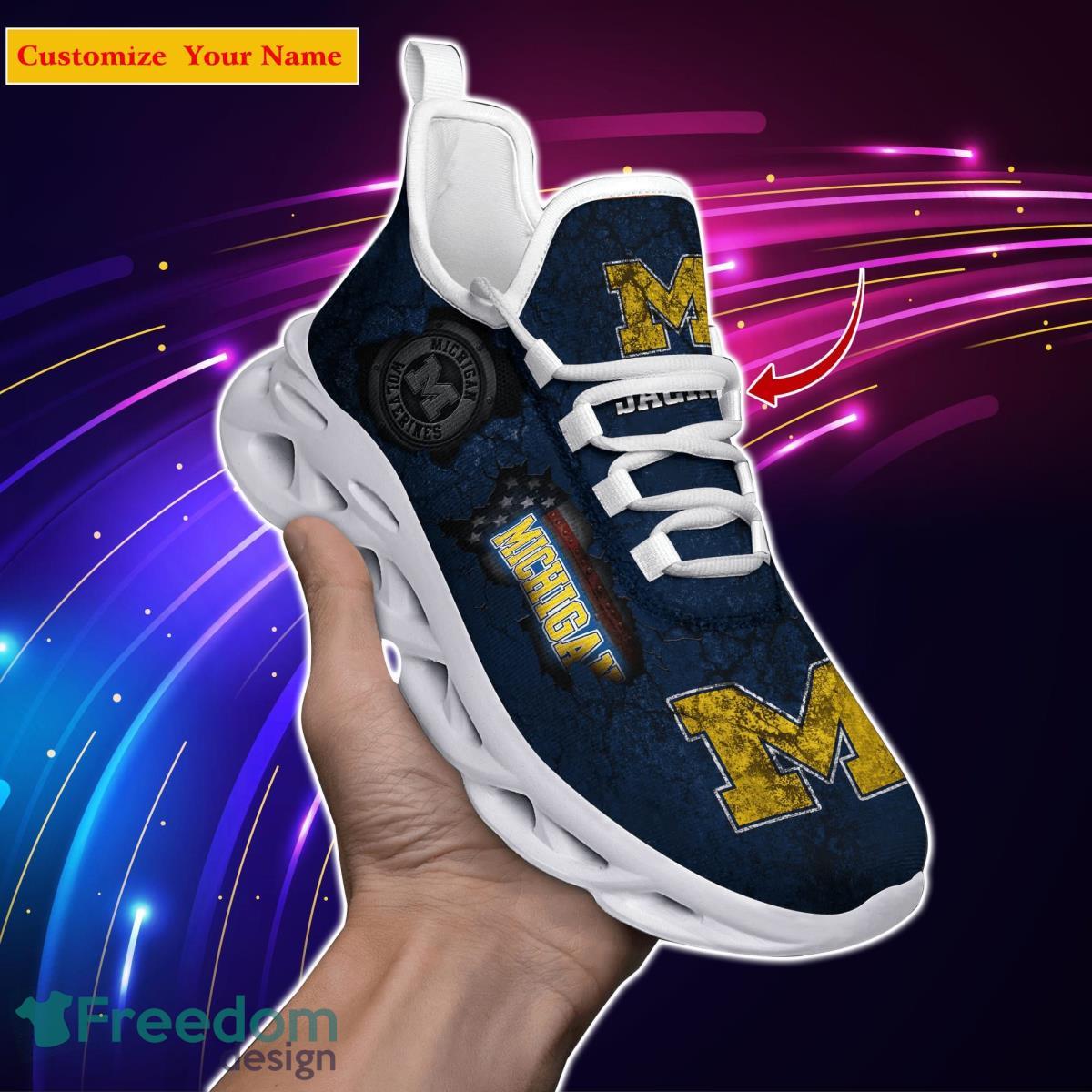 Michigan Wolverines NCAA2 Custom Name Max Soul Shoes Great Gift For Men Women Fans Product Photo 1