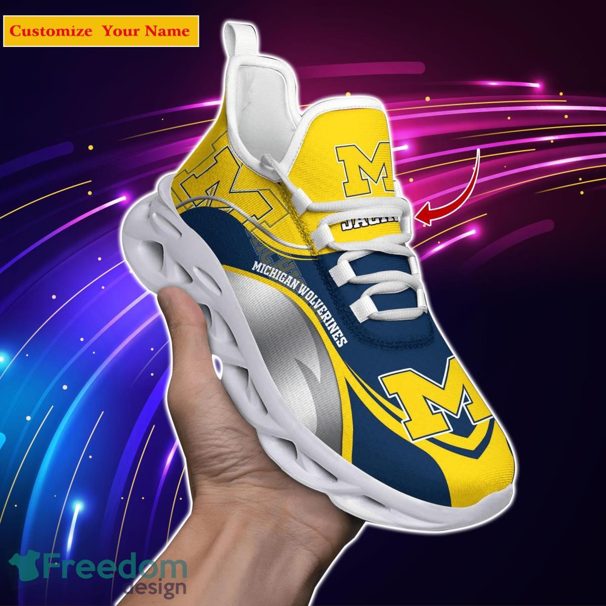 Michigan Wolverines NCAA2 Custom Name Max Soul Shoes Unique Gift For Men Women Fans Product Photo 1