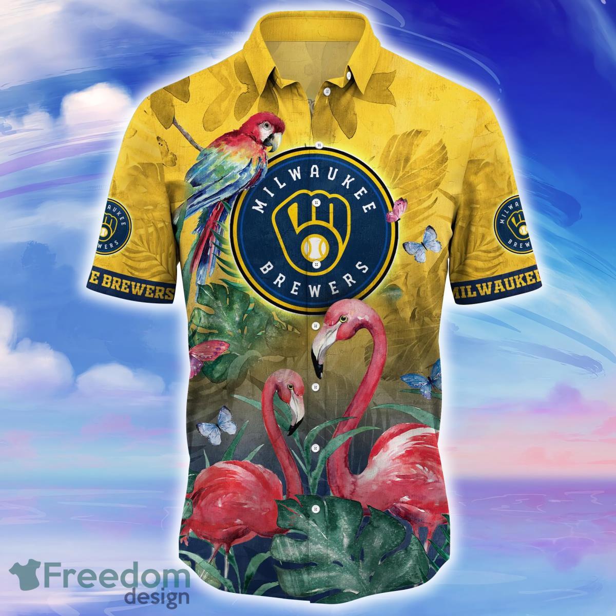 Milwaukee Brewers MLB Mens Floral Button Up Shirt