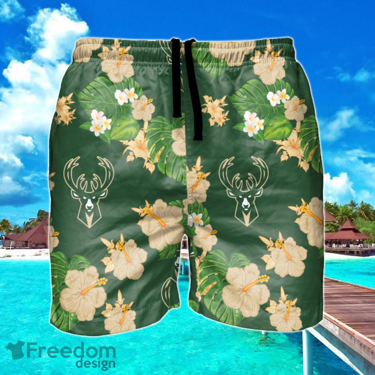 Milwaukee Bucks NBA Floral Hawaiian Shorts For Summer Beach Product Photo 1