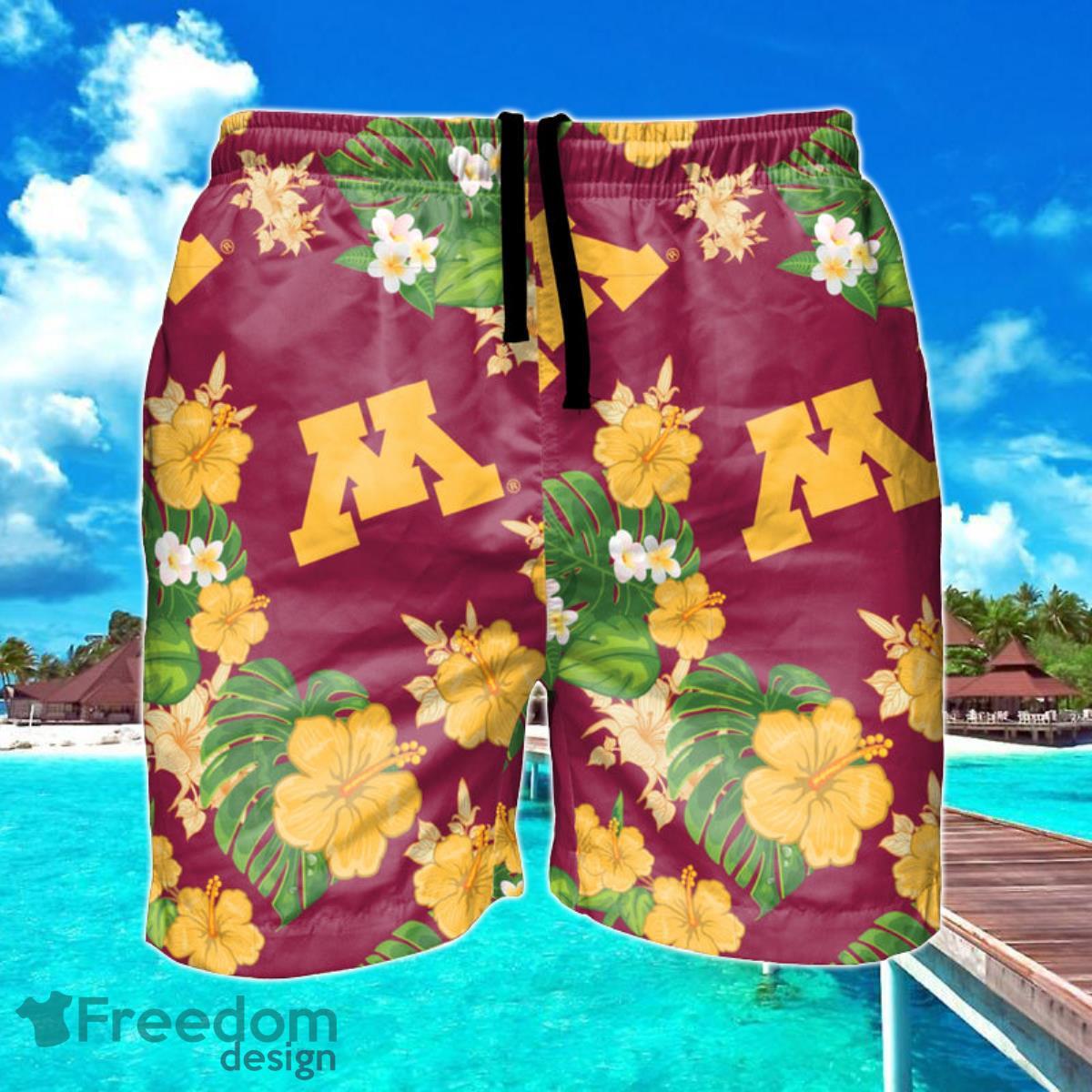 Minnesota Golden Gophers NCAA Floral Hawaiian Shorts For Summer Beach Product Photo 1