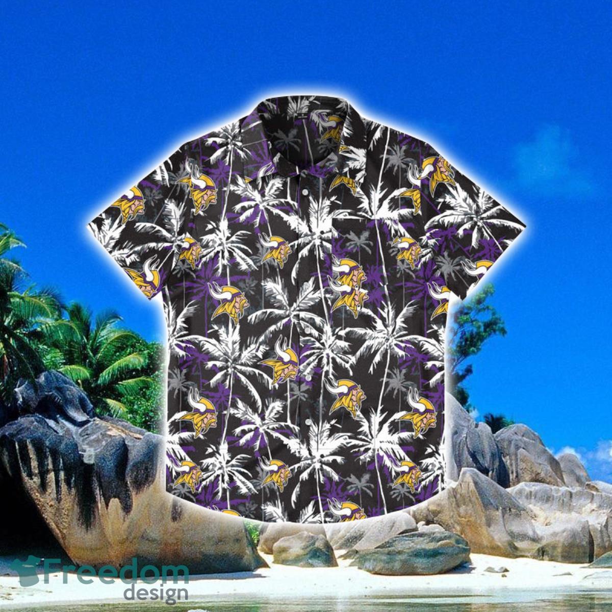 Minnesota Vikings NFL Black Floral Hawaiian Shirt Special Gift For Fans Product Photo 1