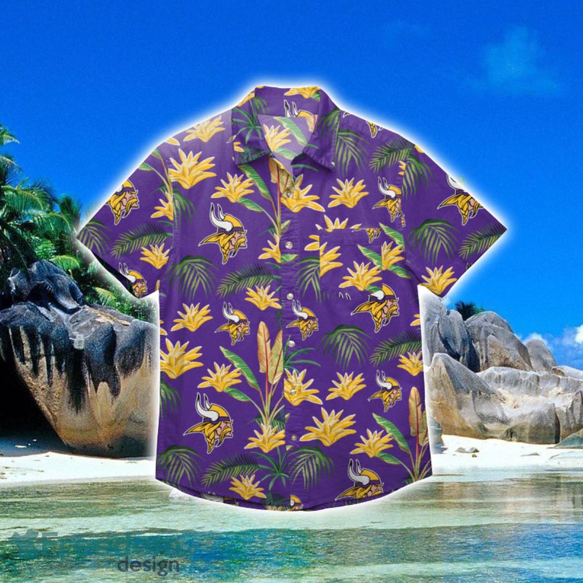 Minnesota Vikings NFL Mens Floral Hawaiian Shirt - Freedomdesign