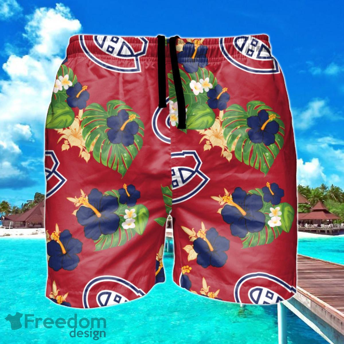 Montreal Canadiens NHL Floral Hawaiian Shorts For Summer Beach Product Photo 1