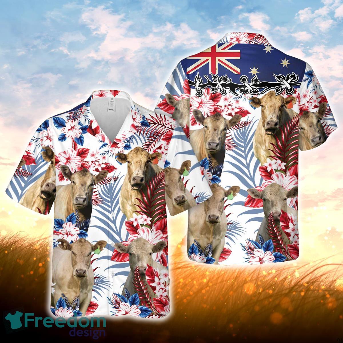 Murray Grey Australian Flag Hawaiian Flowers All Over Printed 3D Hawaiian Shirt For Men Women Product Photo 1