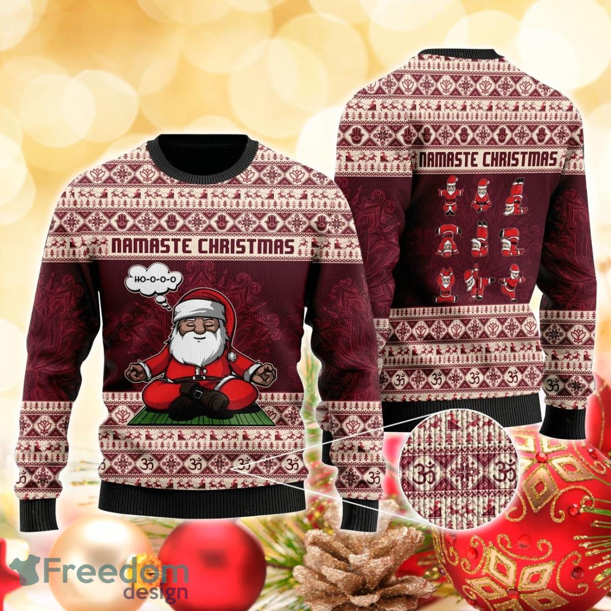 Namaste 3D Sweater Ugly Christmas Sweater For Men Women Product Photo 1