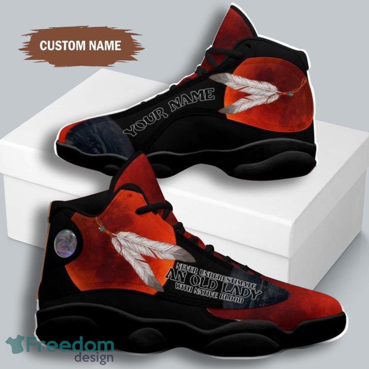 Native Blood Moon Air Jordan 13 Custom Name Sneakers Best Gift For Men And Women Product Photo 1