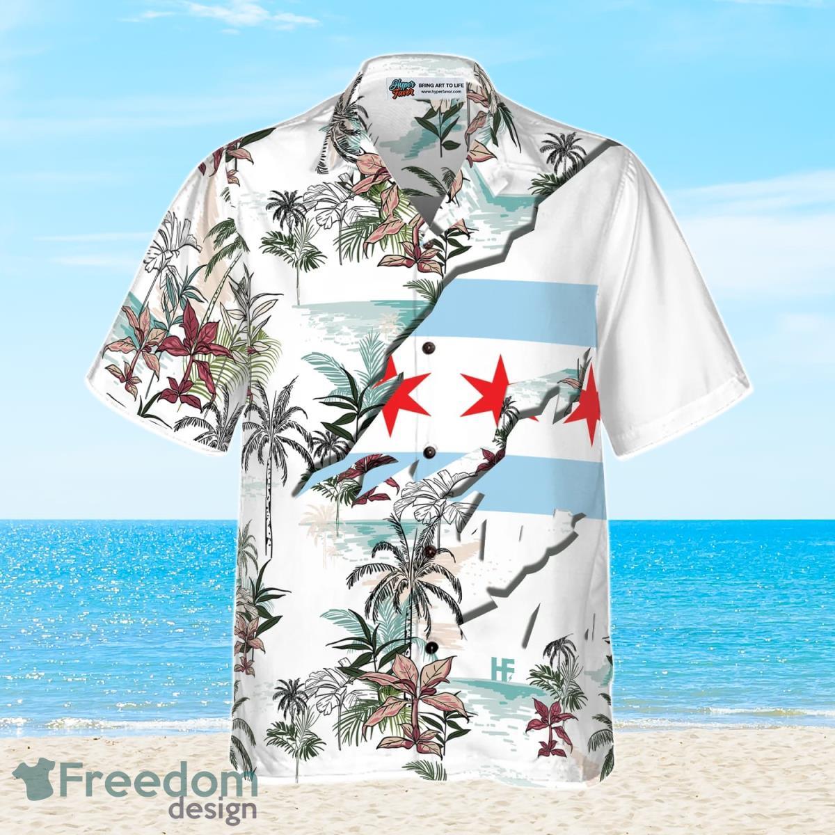 Navy Chicago Tropical Palm Island Men Hawaiian Shirt Best Gift For Men And Women Product Photo 2