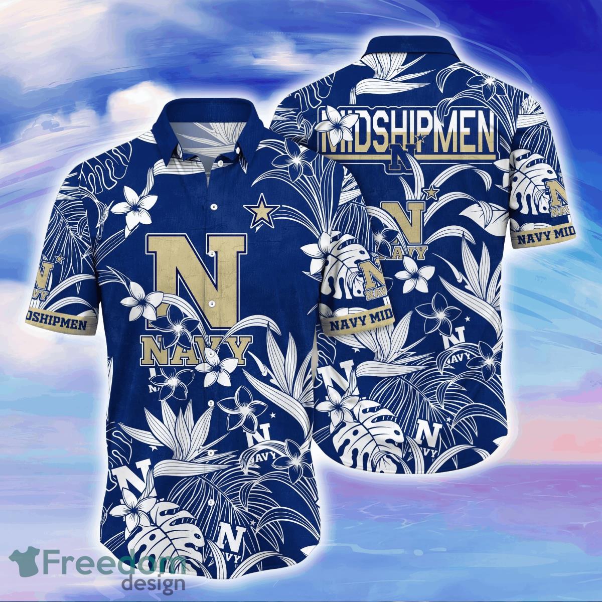 Navy Midshipmen NCAA3 Flower Hawaiian Shirt For Men Women Impressive Gift For Fans Product Photo 1