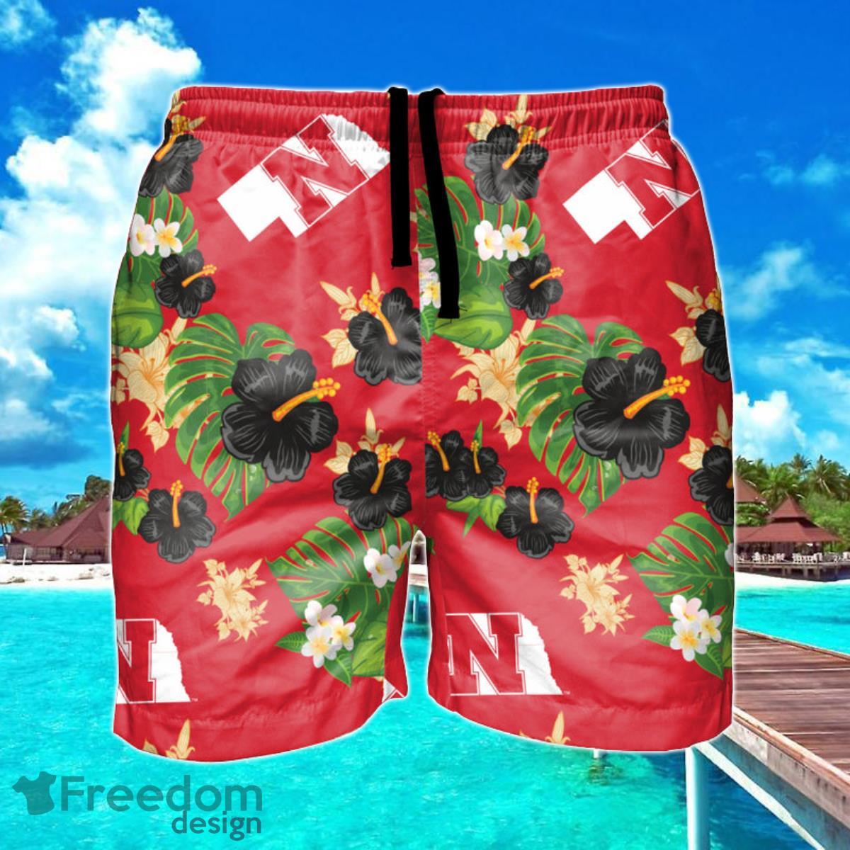 Nebraska Cornhuskers NCAA Original Floral Hawaiian Shorts For Summer Beach Product Photo 1