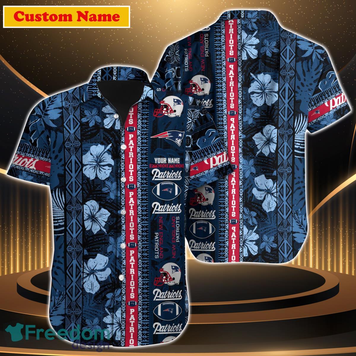 New England Patriots NF And Tropical Pattern Custom Name Hawaiian