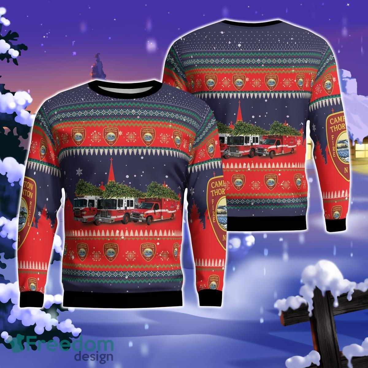 New Hampshire, Campton-Thornton Fire Department AOP Ugly Sweater Gift For Christmas Product Photo 1