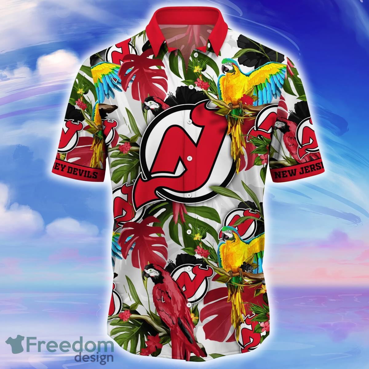 New Jersey Devils Hawaiian Shirt Floral Short Sleeve Hawaiian Shirt -  Freedomdesign
