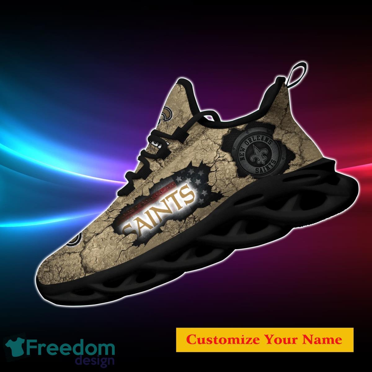 New Orleans Saints Custom Name Max Soul Sneakers Style 6 - Freedomdesign