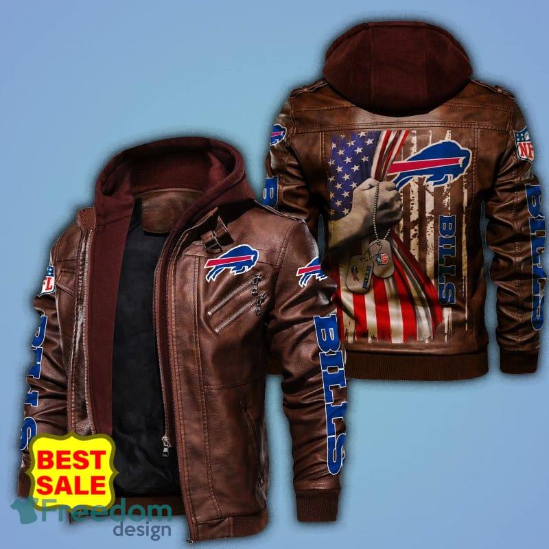 NFL Buffalo Bills Fans Logo Black And Brown Leather Jacket Men And Women -  Freedomdesign