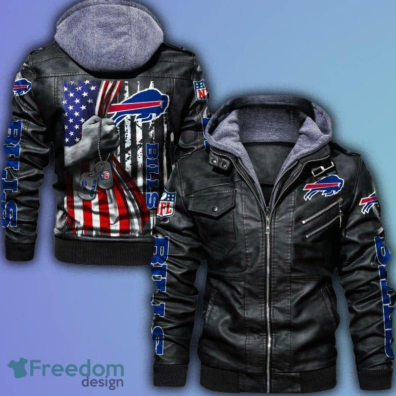 NFL Buffalo Bills Fans Logo Black And Brown Leather Jacket Men And Women -  Freedomdesign