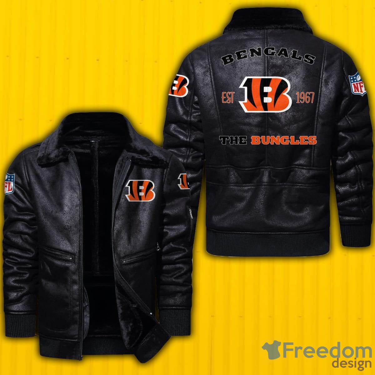 Maker of Jacket NFL Cincinnati Bengals Black Yellow Bomber Leather