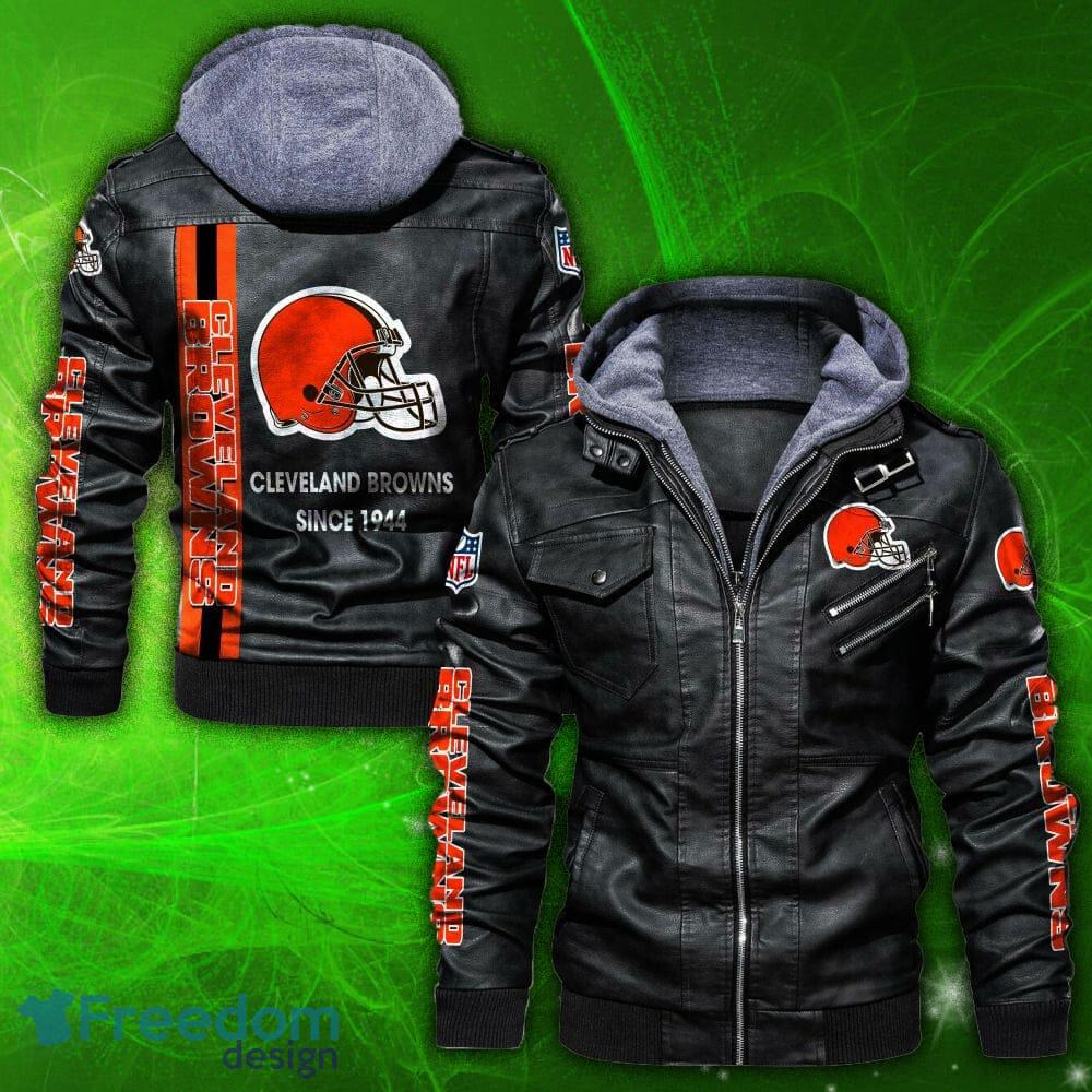 NFL Cleveland Browns Brown Leather Bomber Jacket