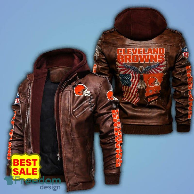 NFL Cleveland Browns Style 5 2D Leather Jacket Men And Women For