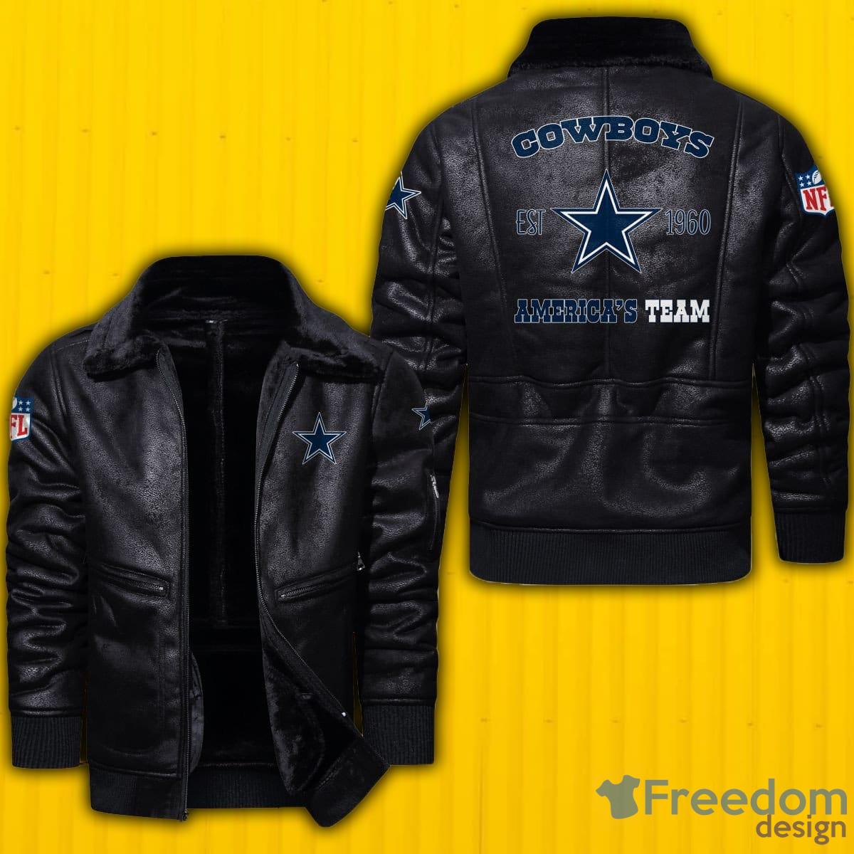 NFL Dallas Cowboys Style 4 2D Leather Jacket Men And Women For