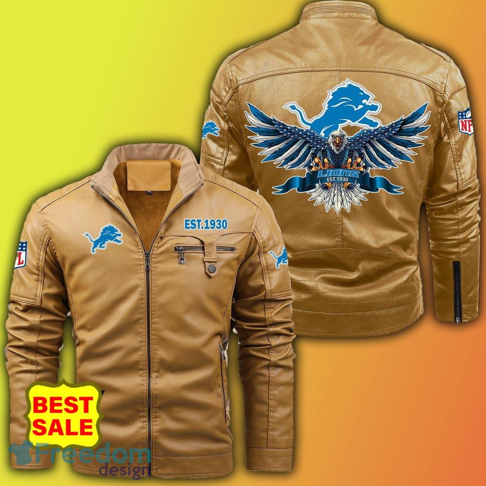 Detroit Lions Logo NFL Leather Jacket For Men And Women - Freedomdesign