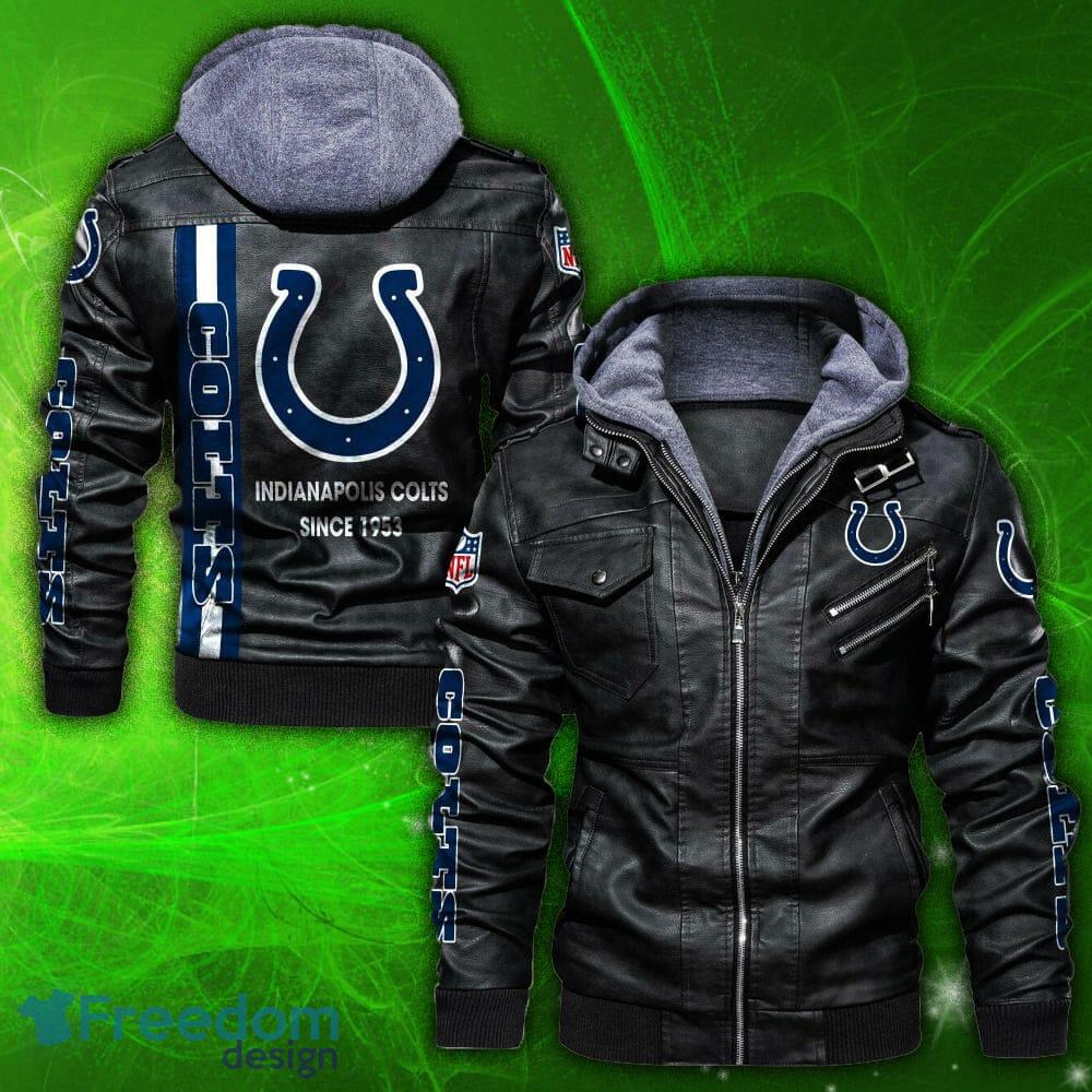 NFL Indianapolis Colts Style 4 2D Leather Jacket Men And Women For