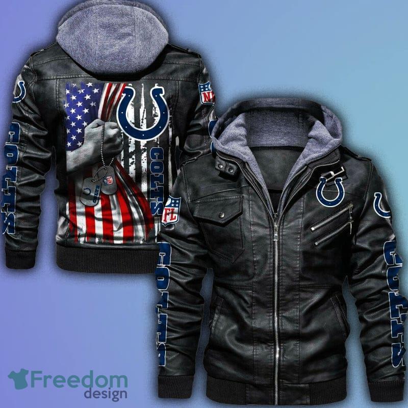 NFL Indianapolis Colts Style 4 2D Leather Jacket Men And Women For