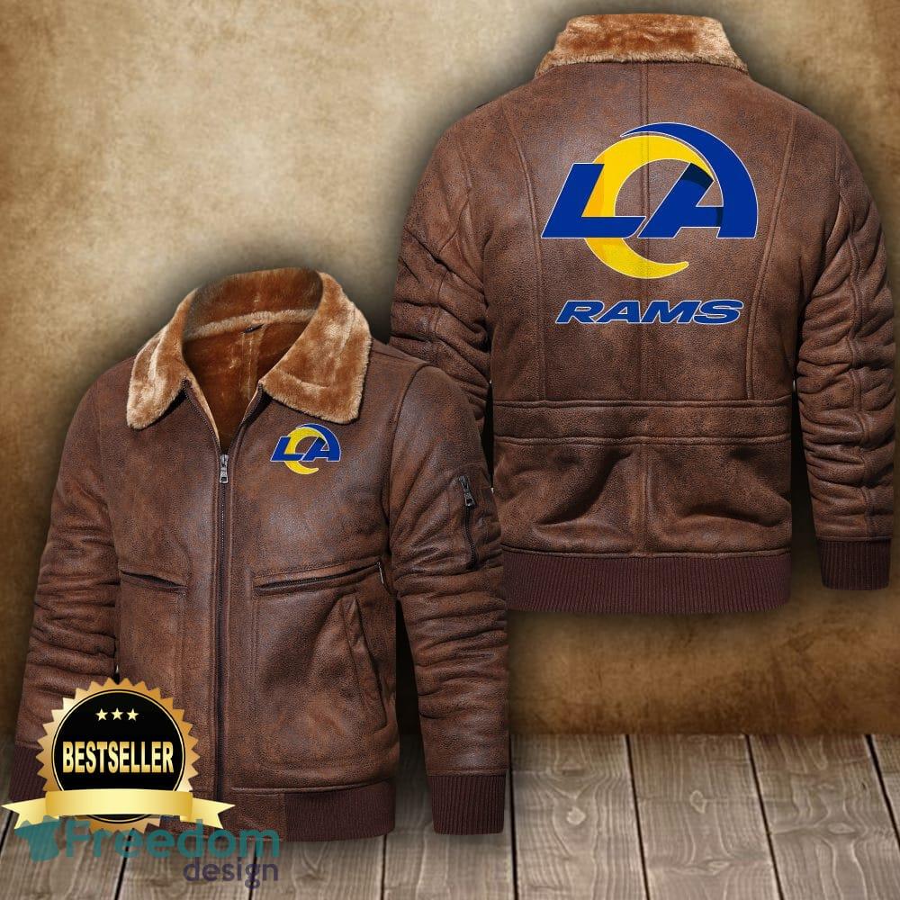 Los Angeles Rams NFL Fans Brown Black Leather Jacket - Freedomdesign