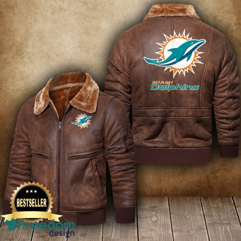 Miami Dolphins NFL Logo Vintage Leather Jacket For Men And Women -  Freedomdesign