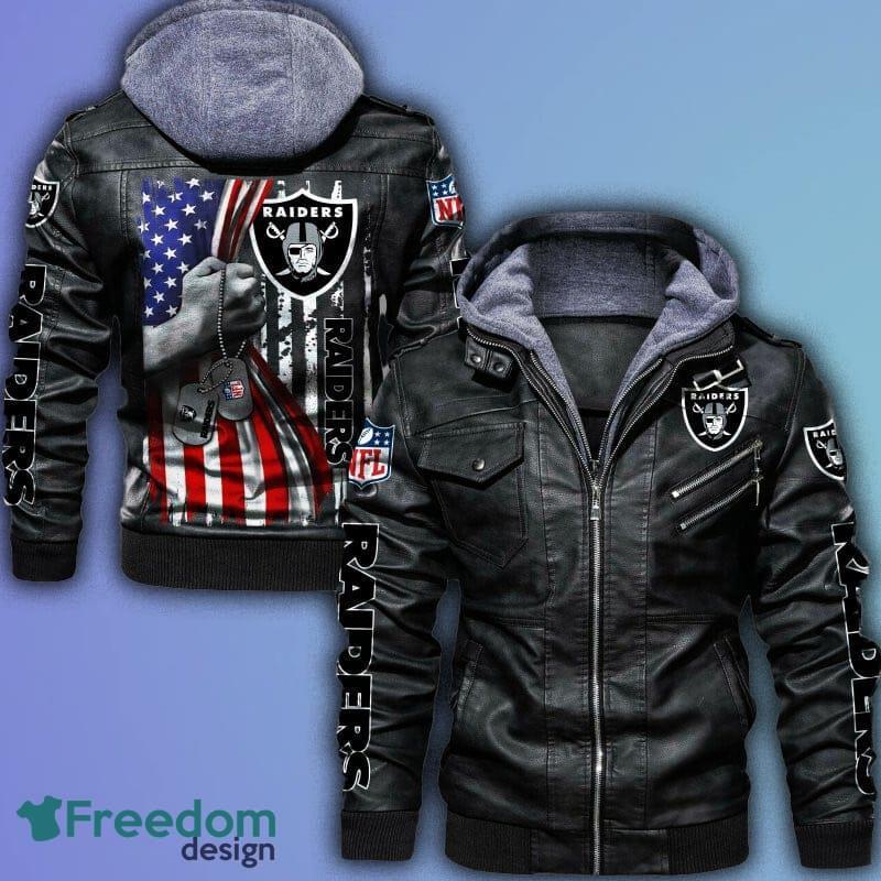 Black Gray Oakland Raiders NFL Leather Jacket