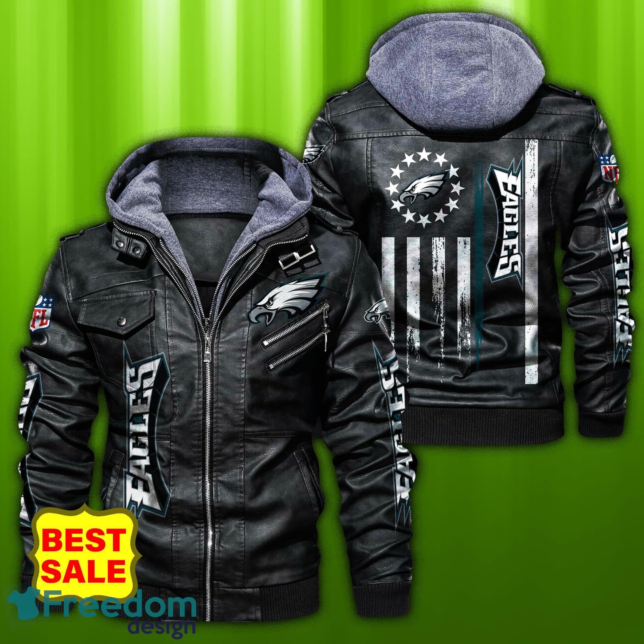 Philadelphia Eagles NFL Fans Brown Black Leather Jacket - Freedomdesign