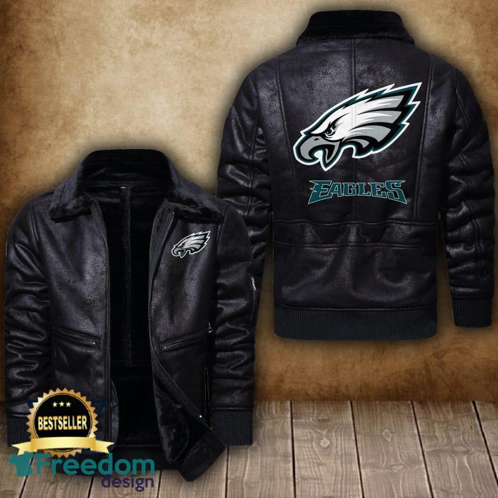 NFL Philadelphia Eagles Leather Jacket Feather Neck Gift For Men