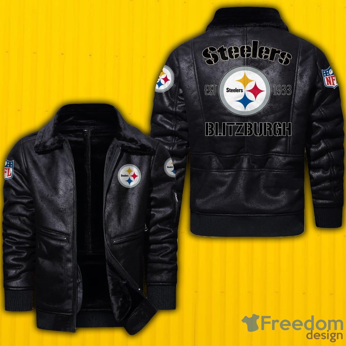Black Yellow Pittsburgh Steelers NFL Team Leather Jacket